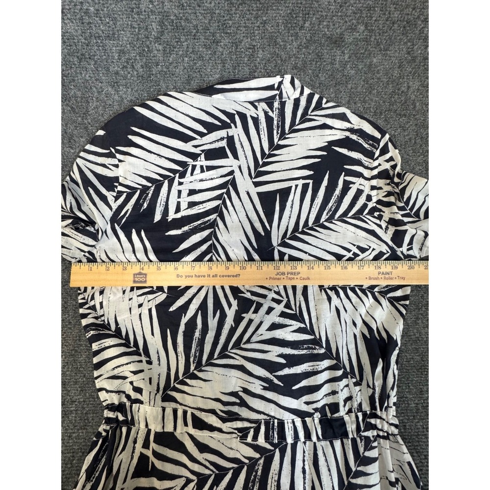 Banana Republic Womens Black White Palm Print Cotton Shirt Dress Size M Tropical - Picture 7 of 9